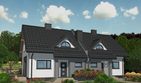 Projekt domu APS 137 - parterowy z poddaszem dom o powierzchni 98,70 m², dach dwuspadowy - ujęcie frontu