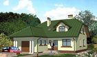 Projekt domu APS 103 + P - parterowy z poddaszem dom o powierzchni 151,90 m², dach kopertowy, koszt budowy 426 000 zł - ujęcie frontu