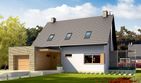 Projekt domu Tobiasz G1 energo - parterowy z poddaszem dom o powierzchni 116,50 m², dach dwuspadowy, koszt budowy 316 000 zł - ujęcie frontu