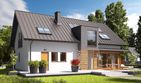 Projekt domu E6 G1 (wersja A) economic - parterowy z poddaszem dom o powierzchni 149,07 m², dach dwuspadowy - ujęcie 2