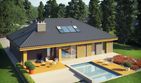 Projekt domu Gabriel G1 multi-comfort - parterowy dom o powierzchni 123,24 m², dach kopertowy, koszt budowy 417 000 zł - ujęcie frontu