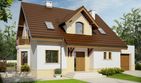 Projekt domu Mati III G1 Mocca - parterowy z poddaszem dom o powierzchni 127,51 m², dach dwuspadowy, koszt budowy 349 000 zł - ujęcie frontu