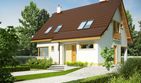 Projekt domu Tim III Mocca - parterowy z poddaszem dom o powierzchni 103,83 m², dach dwuspadowy, koszt budowy 275 000 zł - ujęcie frontu