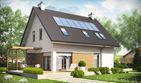 Projekt domu Tobiasz II G2 multi-comfort - parterowy z poddaszem dom o powierzchni 116,47 m², dach dwuspadowy, koszt budowy 300 928 zł - ujęcie frontu