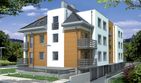 Projekt budynku wielorodzinnego Domy Szczęśliwe 1 wersja A - z pełnym piętrem i poddaszem dom o powierzchni 873 m², dach kopertowy - ujęcie 3