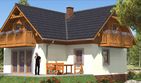 Projekt domu L-77 Dom grzybowa - szkieletowy - parterowy z poddaszem dom o powierzchni 125,30 m², dach wielospadowy - ujęcie 3