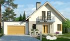 Projekt domu Grappa 2G - parterowy z poddaszem dom o powierzchni 125,30 m², dach dwuspadowy, koszt budowy 343 000 zł - ujęcie frontu