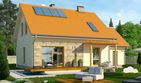 Projekt domu Gradient - parterowy z poddaszem dom o powierzchni 116,20 m², dach dwuspadowy, koszt budowy 159 077 zł - ujęcie frontu