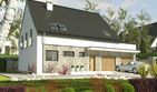 Projekt domu Bernikla z garażem 2-st. [A1] - parterowy z poddaszem dom o powierzchni 146,80 m², dach dwuspadowy, koszt budowy 508 788 zł - ujęcie frontu