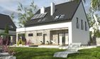 Projekt domu Bernikla z garażem 2-st. [A1] - parterowy z poddaszem dom o powierzchni 146,80 m², dach dwuspadowy - ujęcie 2