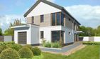 Projekt domu Imperia III DCP286b - z pełnym piętrem dom o powierzchni 195,23 m², dach dwuspadowy, koszt budowy 504 000 zł - ujęcie frontu