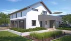 Projekt domu Bergamo III DCP343b - parterowy z poddaszem dom o powierzchni 161,75 m², dach dwuspadowy, koszt budowy 430 000 zł - ujęcie frontu