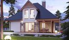 Projekt domu Tilda G1 - parterowy z poddaszem dom o powierzchni 154 m², dach kopertowy, koszt budowy 413 000 zł - ujęcie frontu