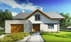 Projekt domu Wiliam IV - parterowy z poddaszem dom o powierzchni 142,60 m², dach dwuspadowy, koszt budowy 380 000 zł - ujęcie frontu