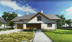 Projekt domu Wiliam VII - parterowy z poddaszem dom o powierzchni 159,60 m², dach dwuspadowy, koszt budowy 421 000 zł - ujęcie frontu