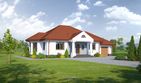 Projekt domu Zadębie małe 33x - parterowy dom o powierzchni 104,41 m², dach kopertowy, koszt budowy 312 000 zł - ujęcie frontu