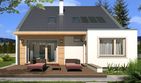 Projekt domu Vivien A - parterowy z poddaszem dom o powierzchni 125,30 m², dach dwuspadowy, koszt budowy 337 000 zł - ujęcie frontu