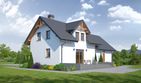 Projekt domu Gródek 55 - parterowy z poddaszem dom o powierzchni 82,76 m², dach dwuspadowy - ujęcie 2