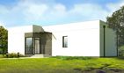 Projekt domu D193A - parterowy dom o powierzchni 88,44 m², dach płaski, koszt budowy 273 000 zł - ujęcie frontu