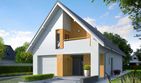 Projekt domu Riko II G1 energo - parterowy z poddaszem dom o powierzchni 134,53 m², dach dwuspadowy, koszt budowy 367 000 zł - ujęcie frontu