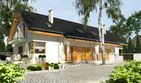 Projekt domu Nowinka IV z garażem 1-st. bliźniak [A-BL1] - parterowy z poddaszem dom o powierzchni 210,60 m², dach dwuspadowy, koszt budowy 808 920 zł - ujęcie frontu