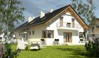 Projekt domu Nowinka IV z garażem 1-st. bliźniak [A-BL1] - parterowy z poddaszem dom o powierzchni 210,60 m², dach dwuspadowy - ujęcie 2