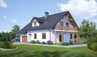 Projekt domu Osiek 15n - parterowy z poddaszem dom o powierzchni 146,20 m², dach dwuspadowy, koszt budowy 391 000 zł - ujęcie frontu