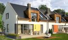 Projekt domu Aviator 5 - parterowy z poddaszem dom o powierzchni 140,40 m², dach dwuspadowy, koszt budowy 245 981 zł - ujęcie frontu
