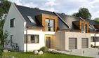 Projekt domu Aviator 6 - parterowy z poddaszem dom o powierzchni 129,20 m², dach dwuspadowy, koszt budowy 260 172 zł - ujęcie frontu