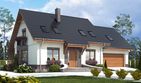 Projekt domu Dla Ciebie 2 w2 z garażem 2-st. [A1] - parterowy z poddaszem dom o powierzchni 135,70 m², dach dwuspadowy, koszt budowy 378 000 zł - ujęcie frontu