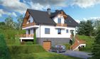 Projekt domu Osina 32 - parterowy z poddaszem dom o powierzchni 152,91 m², dach dwuspadowy - ujęcie frontu