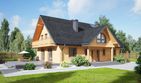 Projekt domu Podsarnie 1dws - parterowy z poddaszem dom o powierzchni 205,28 m², dach dwuspadowy - ujęcie frontu
