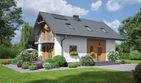 Projekt domu Bronowice 1m - parterowy z poddaszem dom o powierzchni 112,82 m², dach dwuspadowy, koszt budowy 288 000 zł - ujęcie frontu