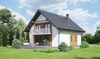 Projekt domu Grochowice 1m - parterowy z poddaszem dom o powierzchni 132,98 m², dach dwuspadowy, koszt budowy 342 000 zł - ujęcie frontu