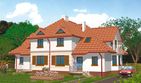 Projekt domu APS 024 - parterowy z poddaszem dom o powierzchni 140,20 m², dach kopertowy - ujęcie frontu