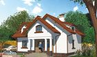 Projekt domu APS 037 - parterowy z poddaszem dom o powierzchni 149,30 m², dach czterospadowy, koszt budowy 384 000 zł - ujęcie frontu