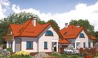 Projekt domu APS 050 - parterowy z poddaszem dom o powierzchni 148,30 m², dach kopertowy - ujęcie frontu