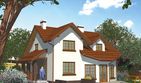 Projekt domu APS 061 - parterowy z poddaszem dom o powierzchni 144,90 m², dach dwuspadowy, koszt budowy 383 000 zł - ujęcie frontu