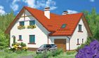 Projekt domu APS 063 - parterowy z poddaszem dom o powierzchni 172,70 m², dach dwuspadowy, koszt budowy 450 000 zł - ujęcie frontu