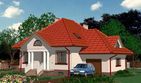Projekt domu APS 017+G - parterowy z poddaszem dom o powierzchni 167,20 m², dach kopertowy, koszt budowy 453 000 zł - ujęcie frontu
