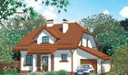 Projekt domu APS 146 - parterowy z poddaszem dom o powierzchni 119,80 m², dach naczółkowy, koszt budowy 319 000 zł - ujęcie frontu