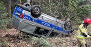 Dachował radiowóz. Policjanci próbowali ominąć sarnę [zdjęcia]