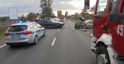 Kraksa trzech samochodów w Rudce
