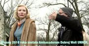 Cate Blanchett z Kryształową Nagrodą na Światowym Forum Ekonomicznym w Davos. Obok niej Elton John i Shah Rukh Khan