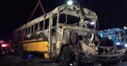 Zderzenie z ciężarówką i pożar szkolnego autobusu w Georgii.