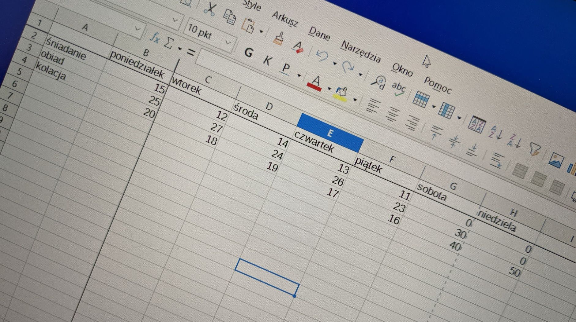 Libreoffice calc jak zablokowa wiersz 