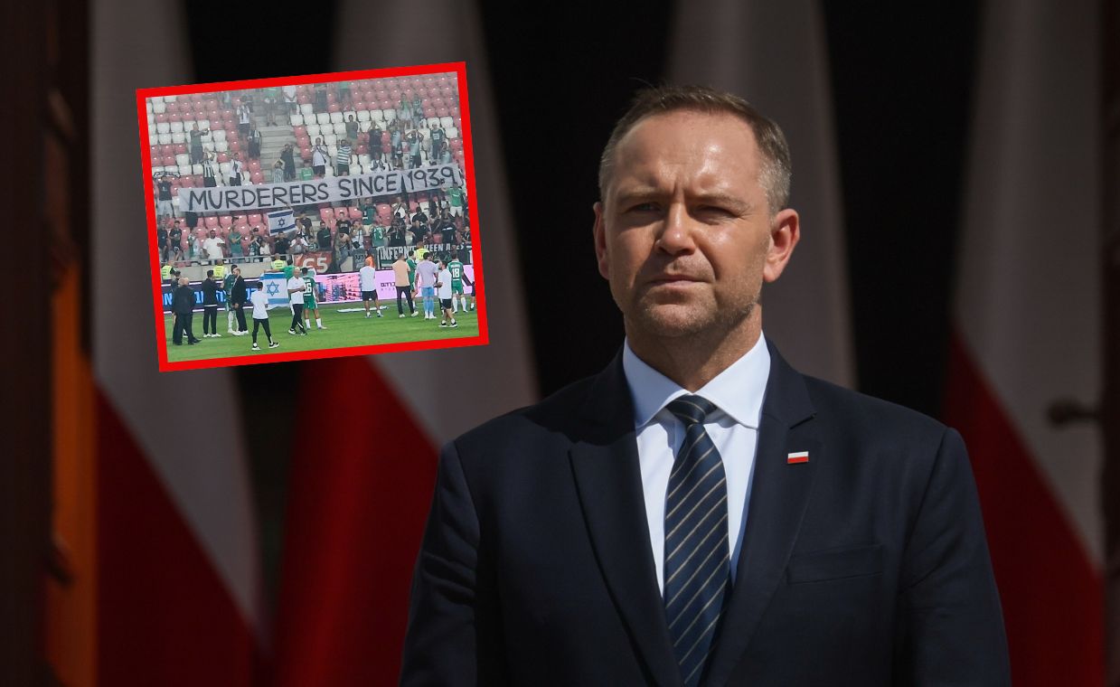 Skandaliczny baner izraelskich kibiców. Jest reakcja Nawrockiego