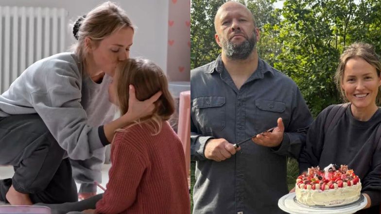 Olga Frycz wyprawiła urodziny starszej córce. Ciężarna aktorka zapozowała do zdjęcia z OJCEM 7-latki