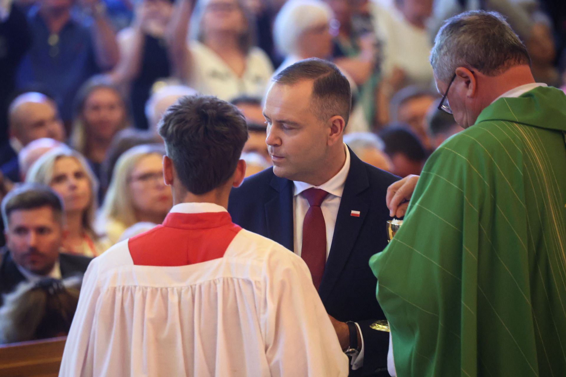 Incydent na mszy z udziałem Nawrockiego w USA. "Fałszywy ksiądz"