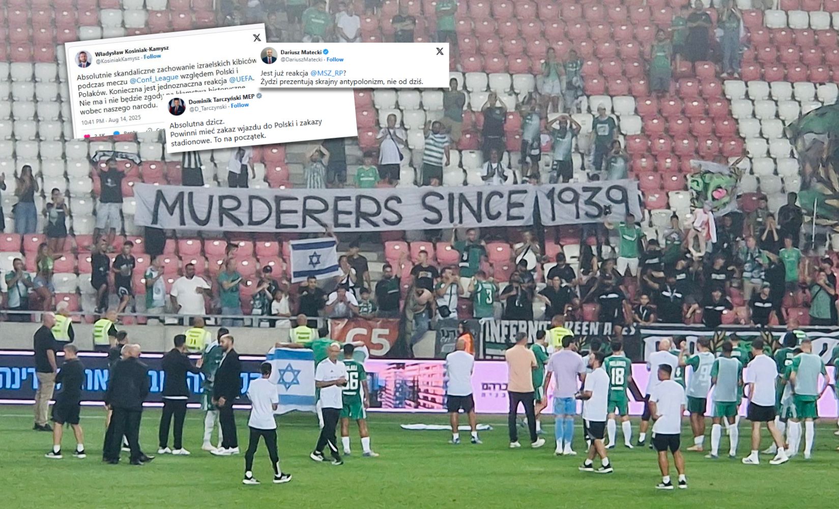 Kontrowersyjny transparent na meczu Rakowa z Maccabi. Lawina komentarzy